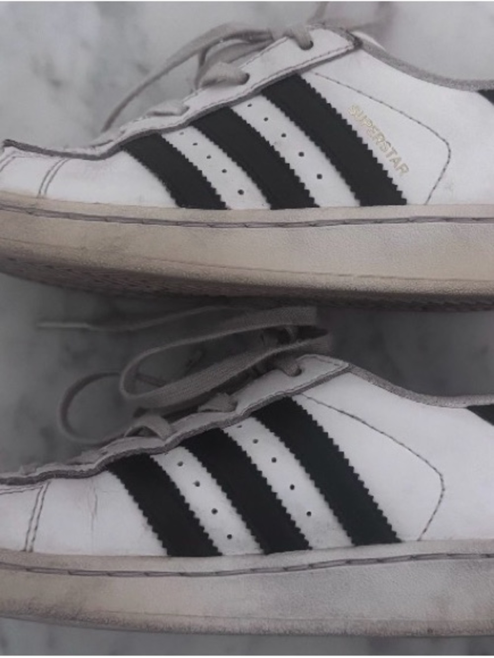 Adidas Superstar C77154 Kids Size 2 White Black Leather Shell Toe Sneakers